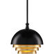 Salviati 1 Light 9.75 inch Black and Gold Leaf Pendant Ceiling Light, Medium
