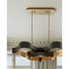 Grand Lotus 6 Light 50.5 inch Satin Black/Contemporary Gold Leaf Chandelier Ceiling Light