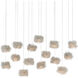 Birds Nest 15 Light 48 inch Painted Silver/Clear Multi-Drop Pendant Ceiling Light
