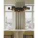 Grand Lotus 6 Light 50.5 inch Satin Black/Contemporary Gold Leaf Chandelier Ceiling Light