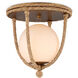 Passageway 1 Light 14.5 inch Natural and Dorado Gold with Frosted White Flush Mount Ceiling Light