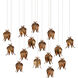 Iota 15 Light 48 inch Antique Brass and Silver Multi-Drop Pendant Ceiling Light