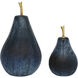 Glass Pear Blue and Brass Decorative Objects, Set of 2