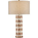 Tia 31 inch 150 watt White and Natural with Antique Brass Table Lamp Portable Light