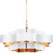 Grand Lotus 6 Light 30 inch Sugar White/Comtemoprary Gold Leaf Chandelier Ceiling Light, Convertible to Semi-Flush