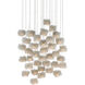 Birds Nest 36 Light 37 inch Painted Silver/Clear Multi-Drop Pendant Ceiling Light