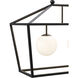 Denison 2 Light 36 inch Black/Frosted White Outdoor Linear Lantern Pendant