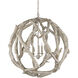 Driftwood 3 Light 29 inch Whitewash Orb Chandelier Ceiling Light