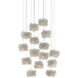 Birds Nest 15 Light 25 inch Painted Silver/Clear Multi-Drop Pendant Ceiling Light