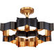 Grand Lotus 1 Light 20.25 inch Satin Black/Contemporary Gold Leaf Chandelier Ceiling Light, Small, Convertible to Semi-Flush