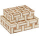 Aarna 8 inch Natural and Ivory Boxes, Set of 2