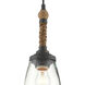 Hightider 1 Light 4.5 inch French Black and Natural Abaca Rope Pendant Ceiling Light
