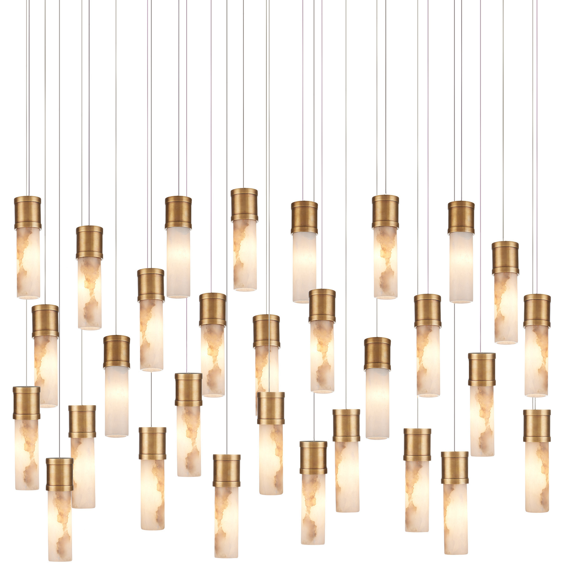 Cannula 30 Light 54 inch Vintage Brass Linear Pendant Ceiling Light