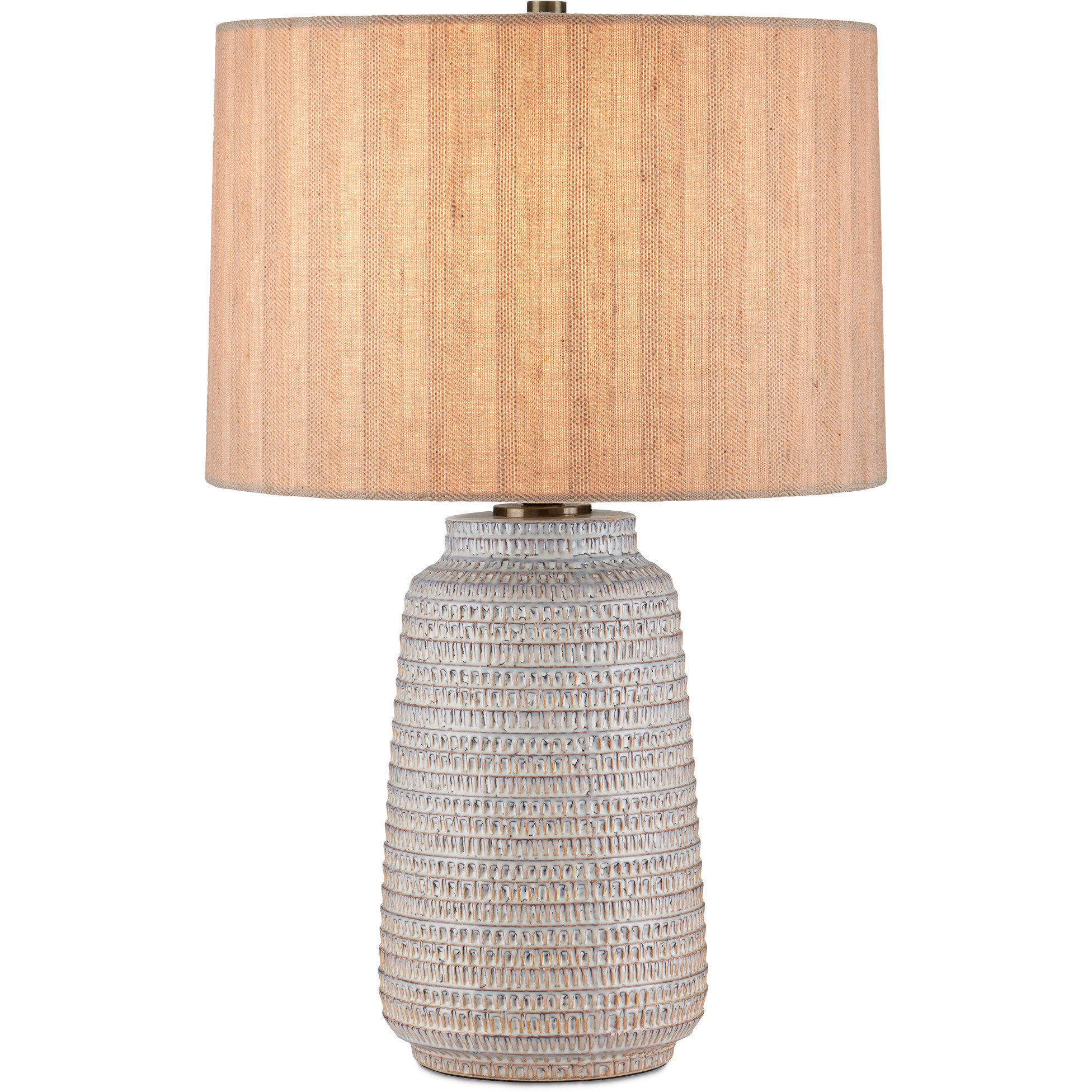 Owen 25.75 inch 150 watt Off-White and Light Brown and Antique Brass Table Lamp Portable Light