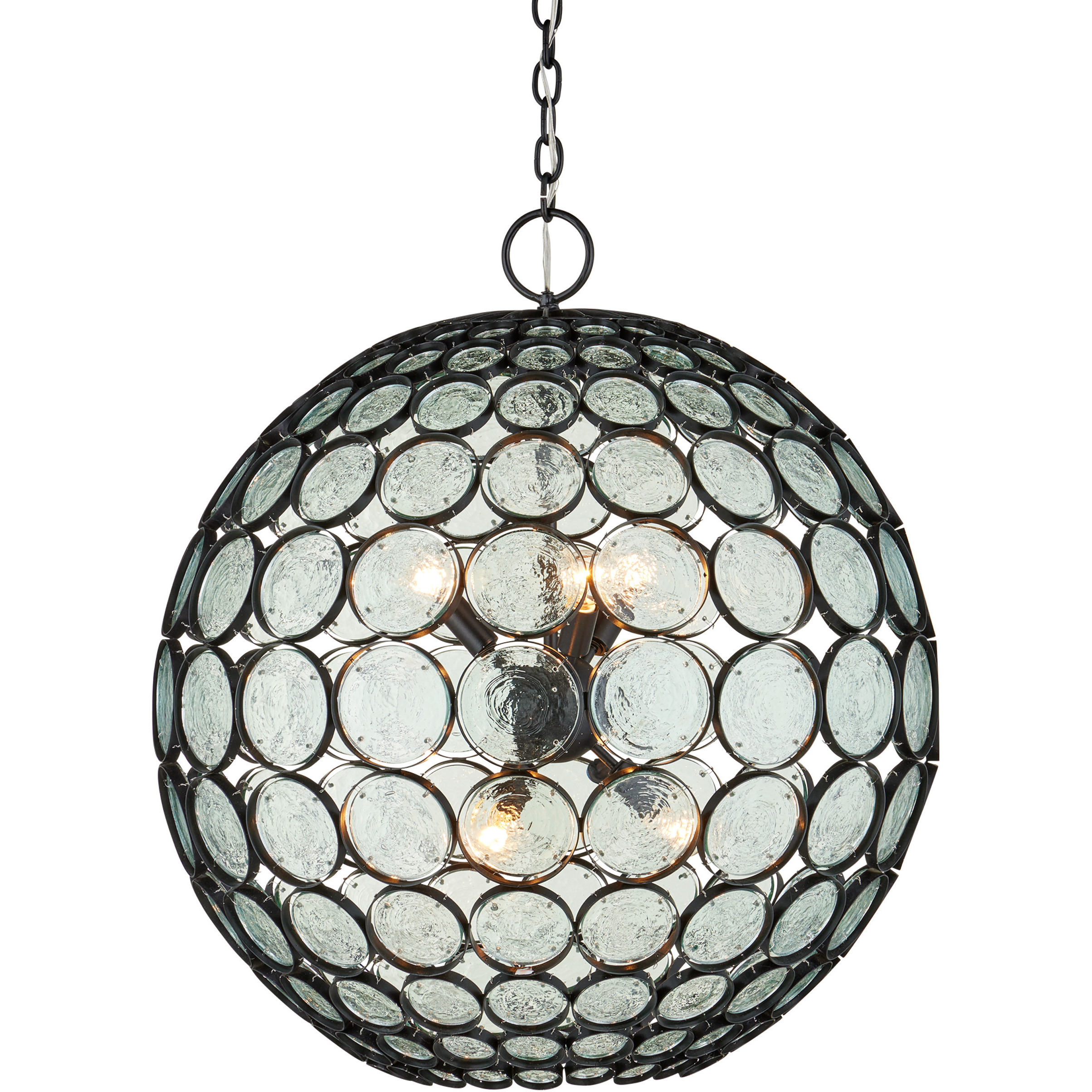Etude 6 Light 28 inch Satin Black Orb Chandelier Ceiling Light