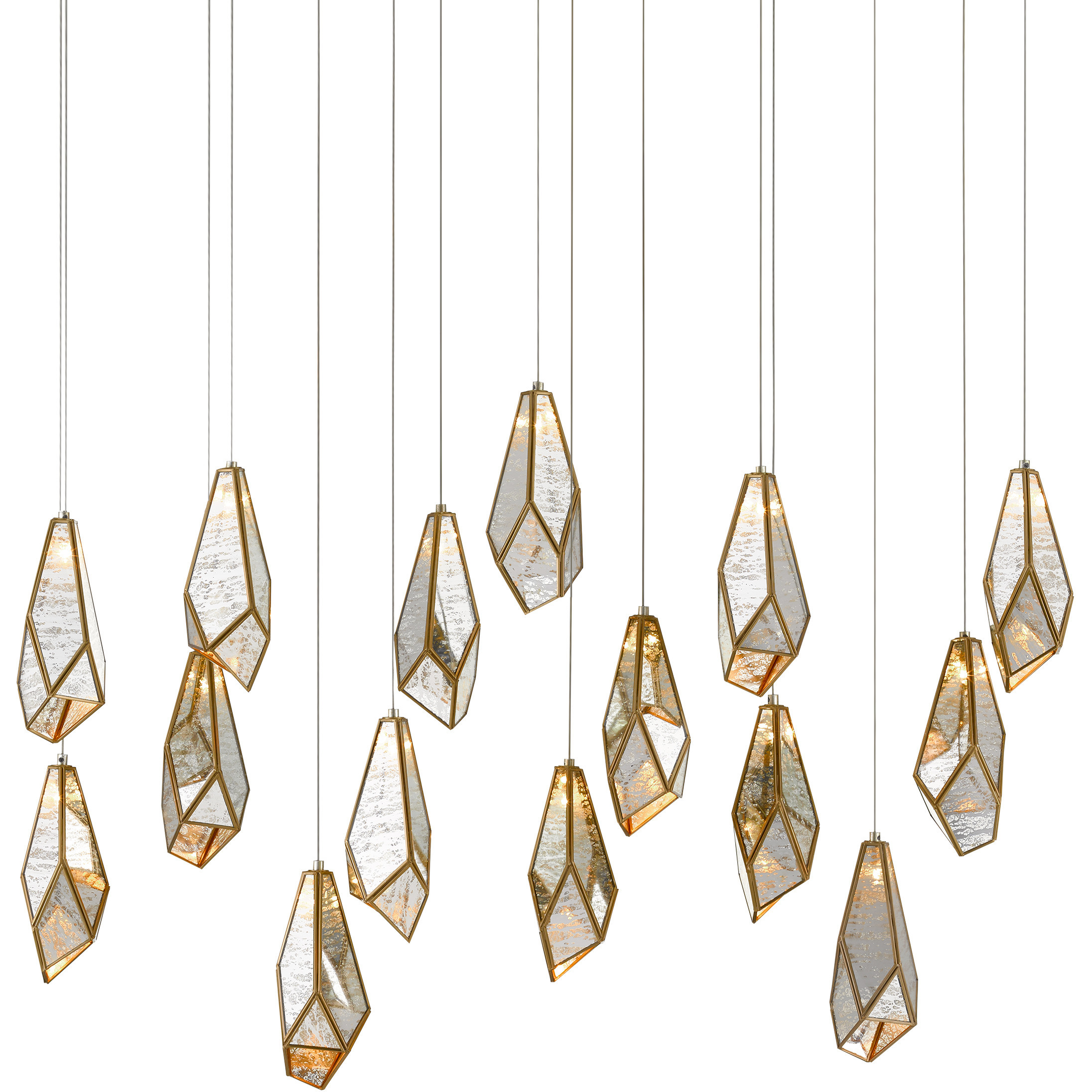 Glace 15 Light 48 inch Silver Multi-Drop Pendant Ceiling Light