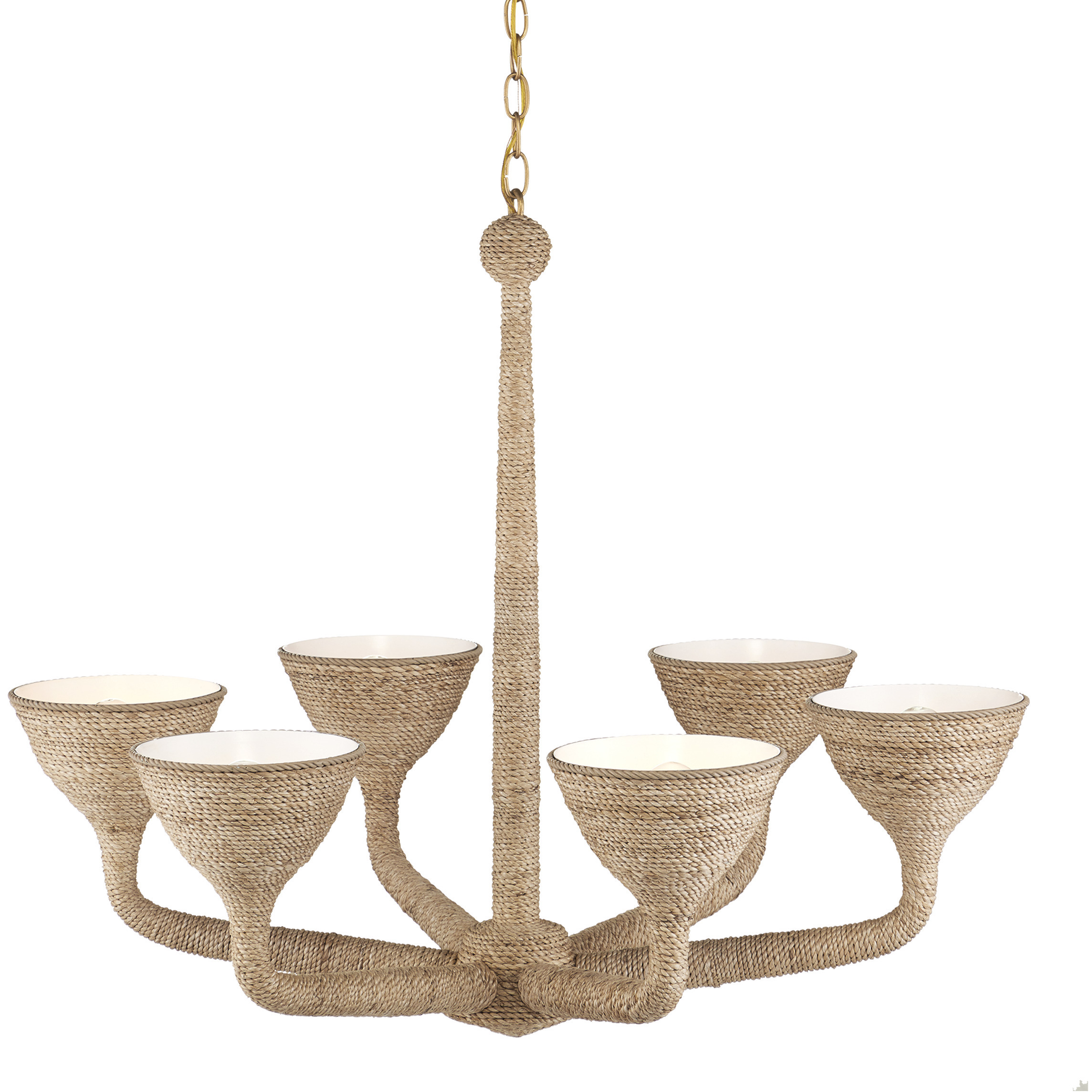 Marbella 6 Light 34.25 inch Contemporary Gold and Sugar White Chandelier Ceiling Light