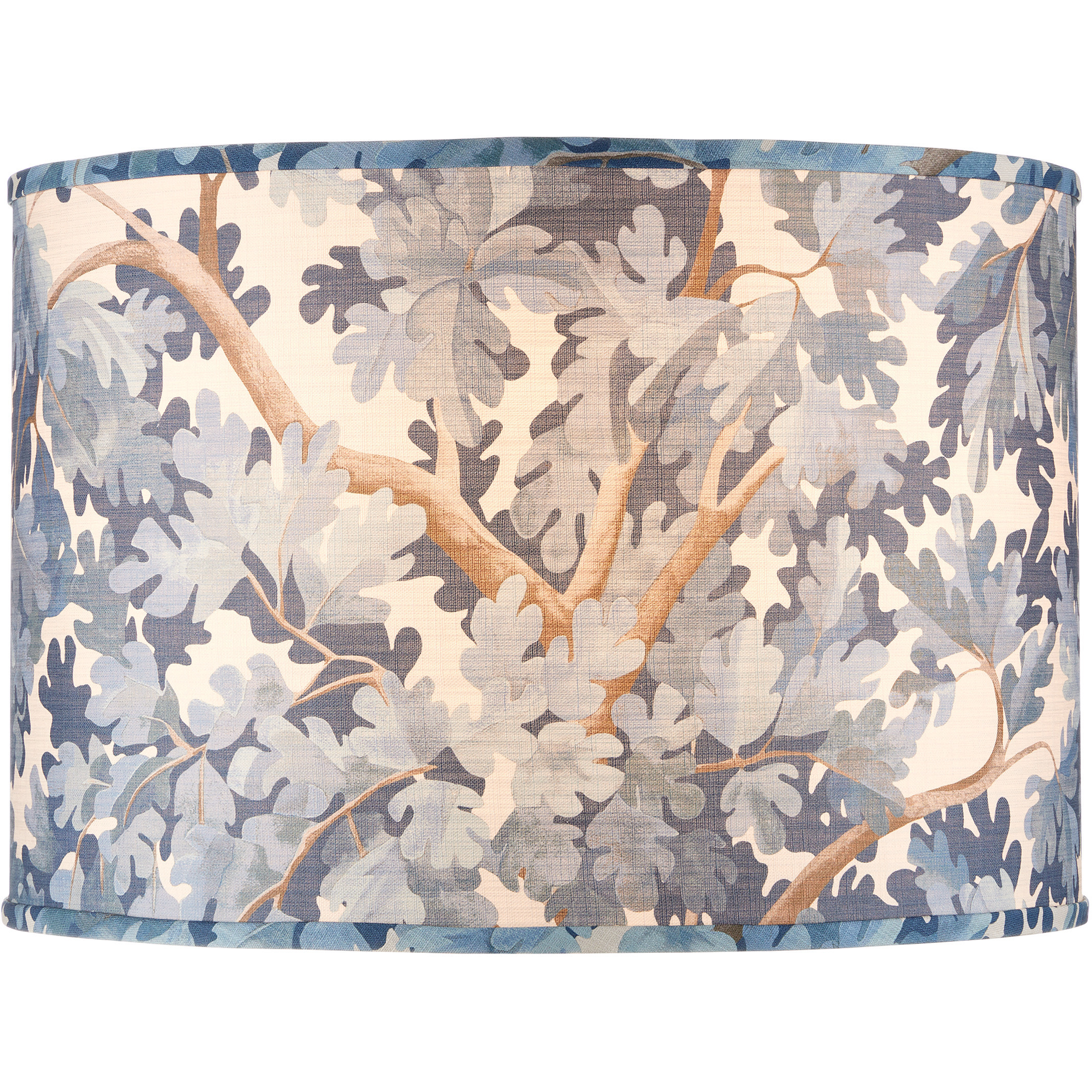 Woodland Blue and Brown and Ivory 20 inch Drum Lamp Shade, Large