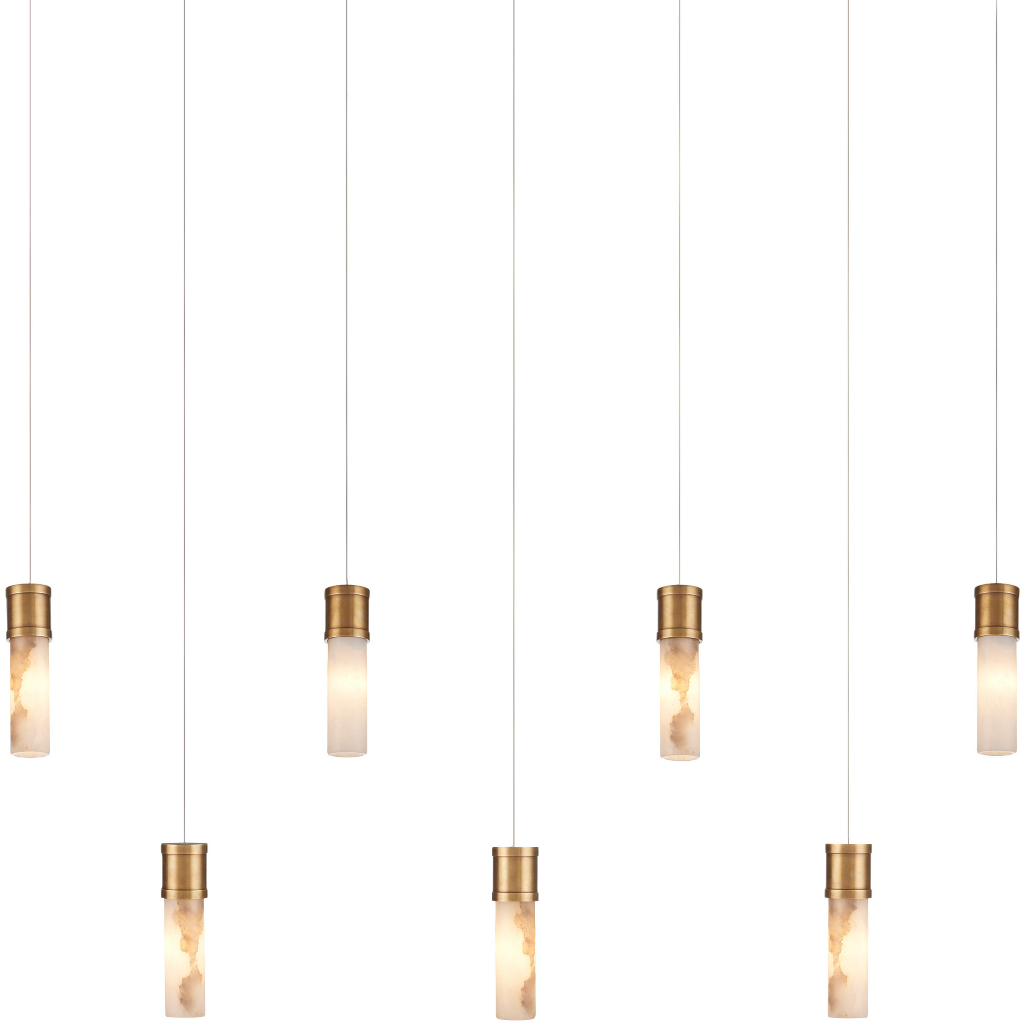 Cannula 7 Light 57 inch Vintage Brass Linear Pendant Ceiling Light