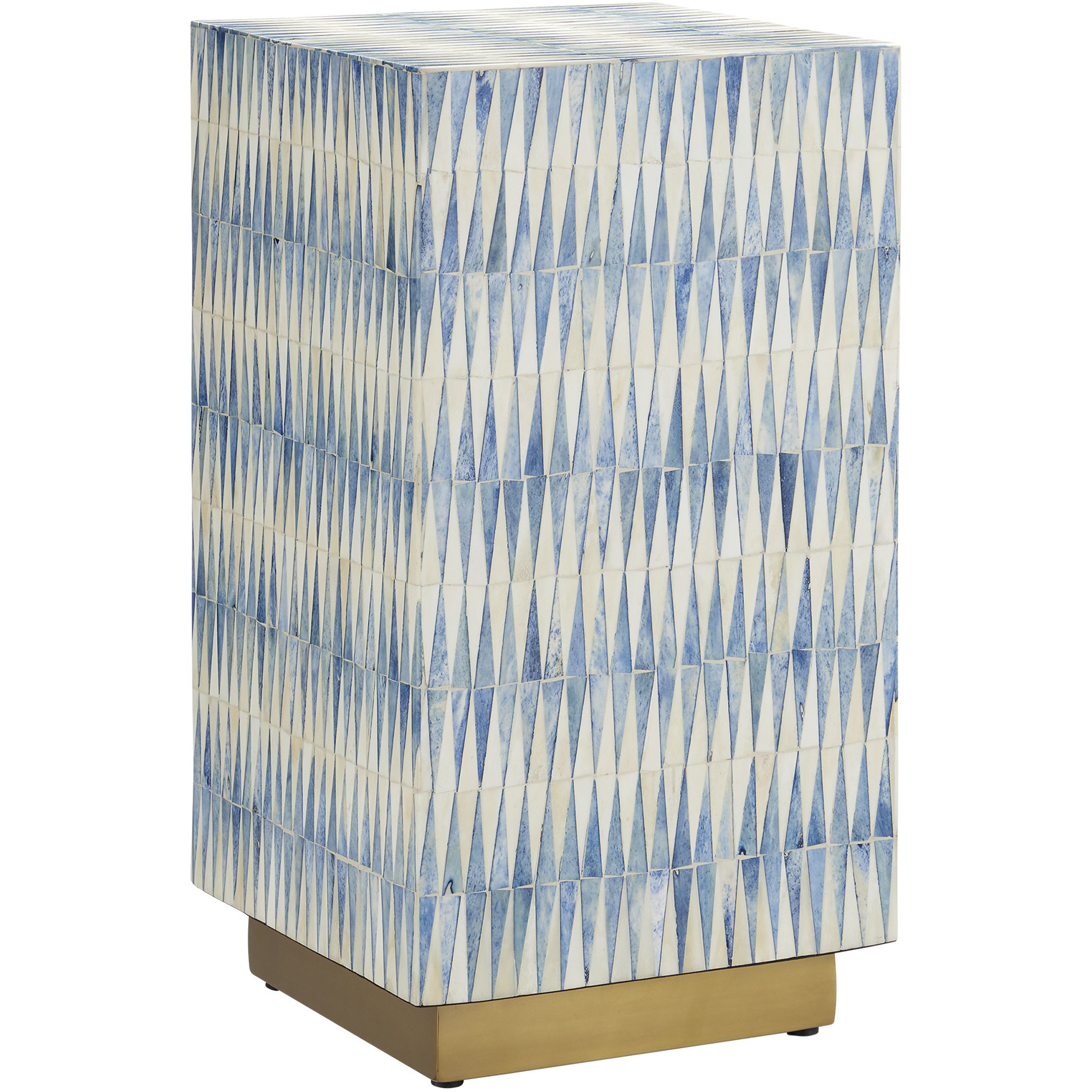 Nadene 22.5 X 12 inch Blue and Natural and Brushed Brass Accent Table