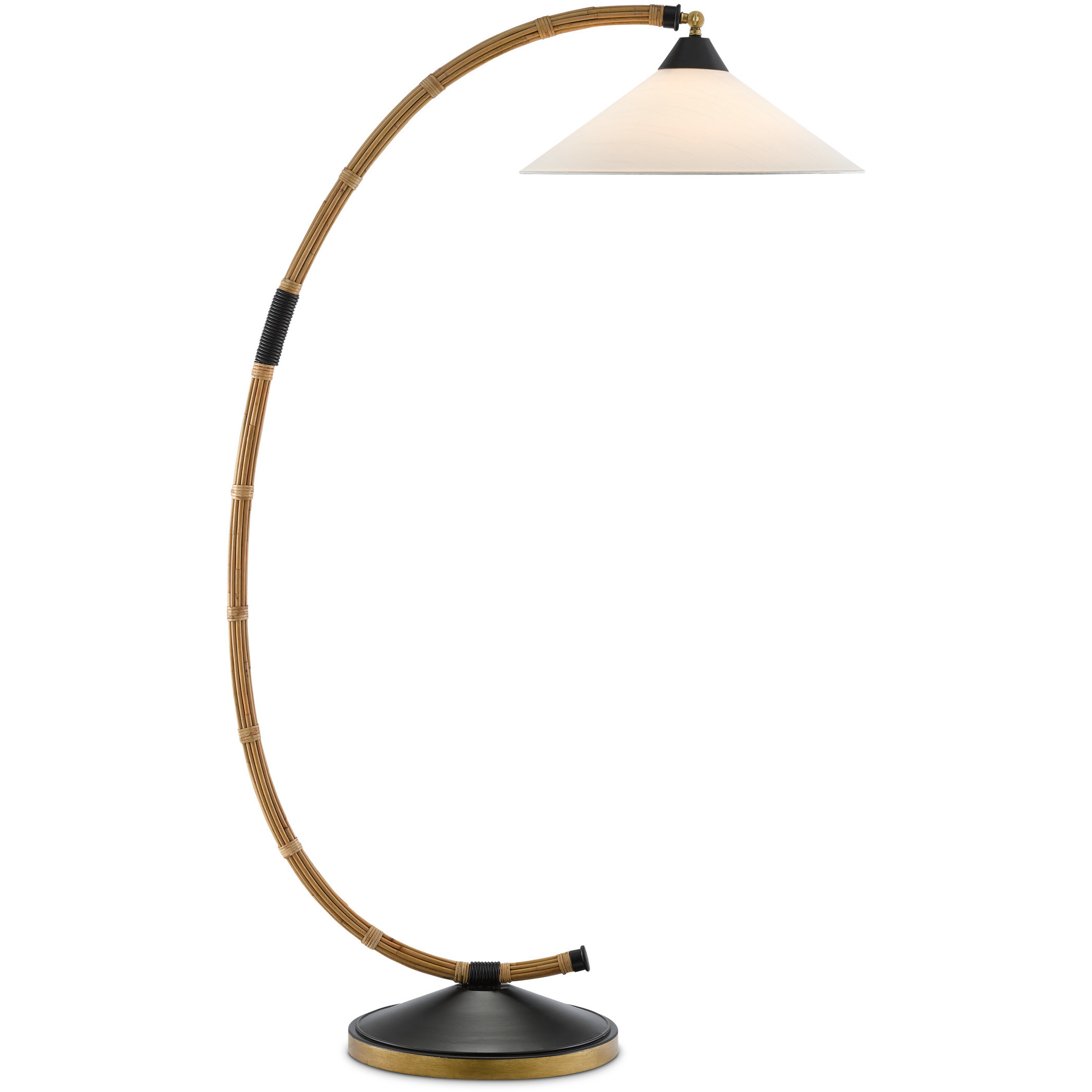 Lisbon 61.5 inch 150 watt Natural and Satin Black and Brass Floor Lamp Portable Light