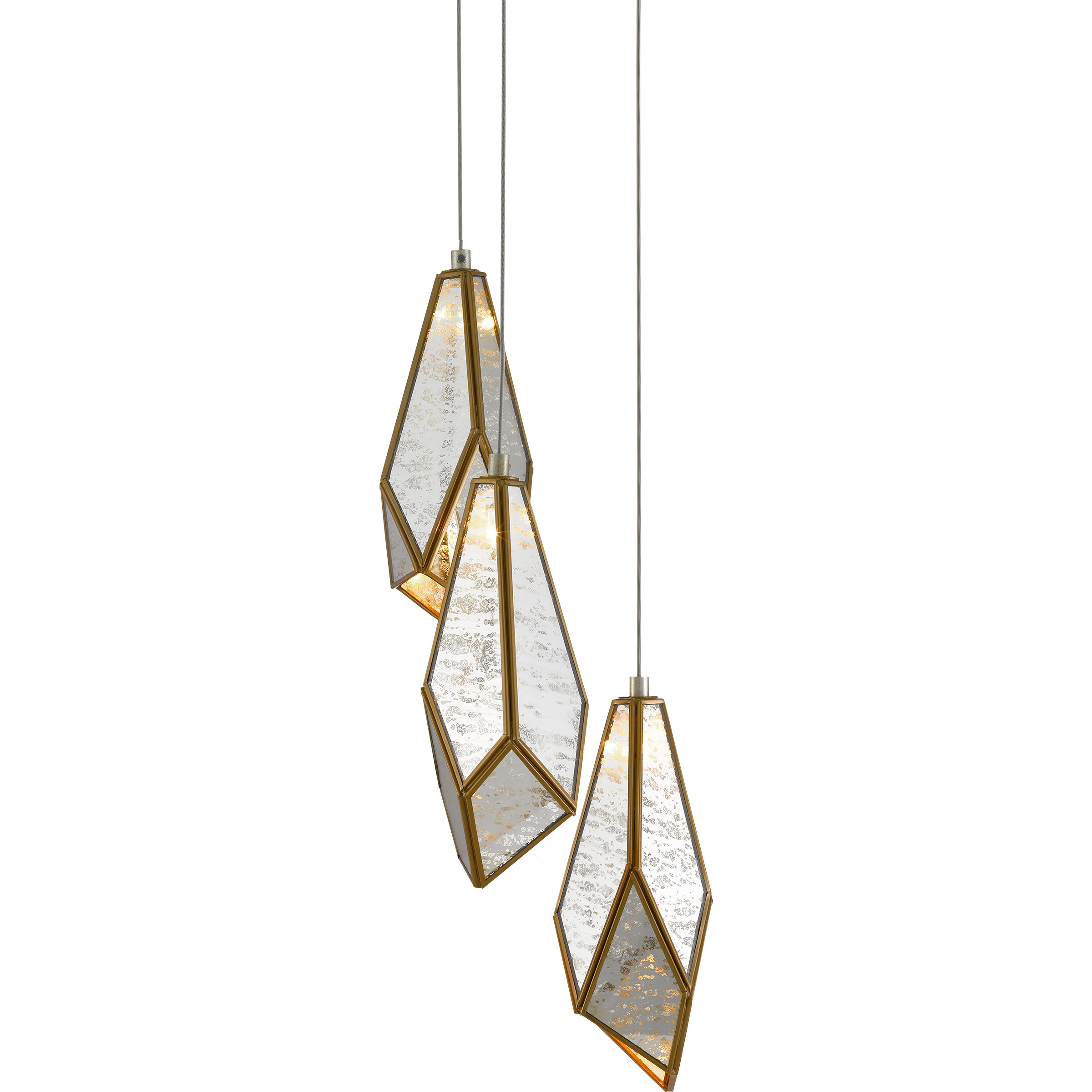 Glace 3 Light 9.5 inch Silver Multi-Drop Pendant Ceiling Light