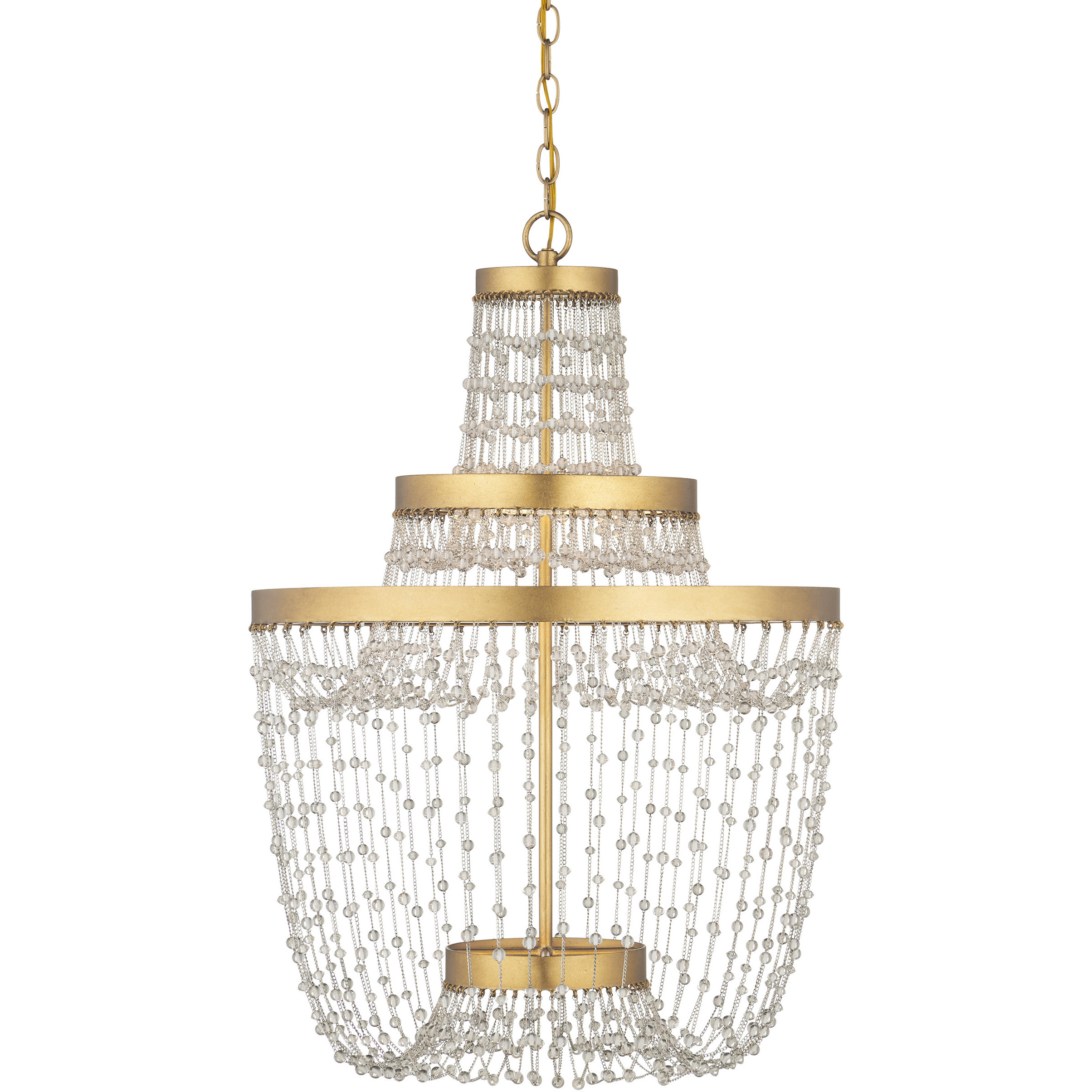 Mademoiselle LED 22 inch Contemporary Gold Leaf and Contemporary Gold Chandelier Ceiling Light, Medium