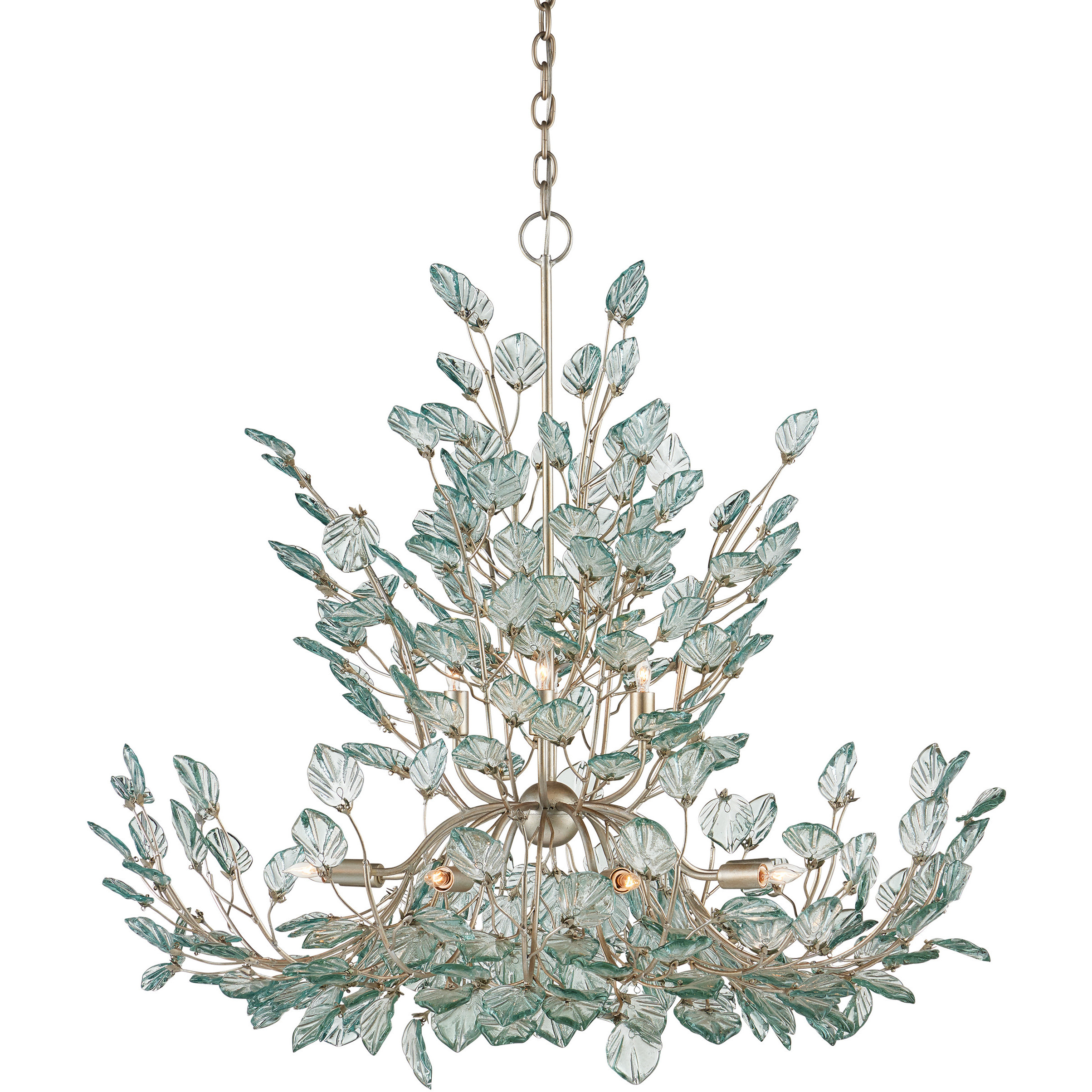 Baobab 12 Light 41 inch Contemporary Silver Leaf and Contemporary Silver Chandelier Ceiling Light, Large